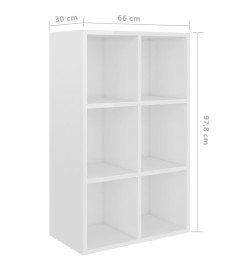 Bibliothèque/Buffet Blanc brillant 66x30x97,8 cm Aggloméré