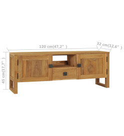 Meuble TV 120x32x45 cm Bois de teck massif