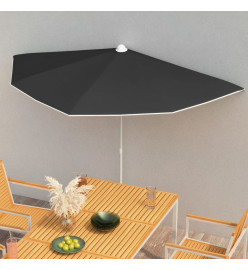 Demi-parasol de jardin avec mât 180x90 cm Noir