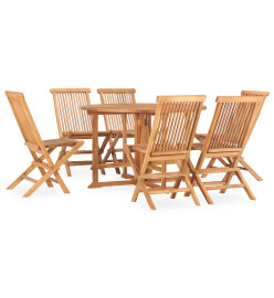 Mobilier à dîner d'extérieur pliable 7 pcs Bois solide de teck