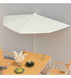 Demi-parasol de jardin avec mât 180x90 cm Sable