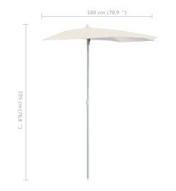 Demi-parasol de jardin avec mât 180x90 cm Sable