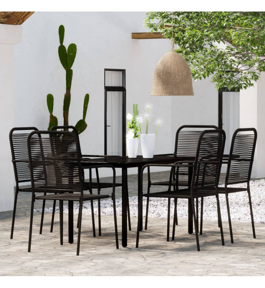 Ensemble de salle à manger de jardin 7 pcs Noir