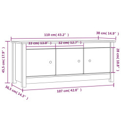 Armoire à chaussures Noir 110x38x45,5 cm Bois de pin massif