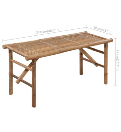 Banc de jardin pliable avec coussin 118 cm Bambou