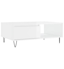 Table basse blanc brillant 90x60x35 cm bois d'ingénierie