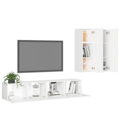 Ensemble de meubles TV 4 pcs Blanc Aggloméré