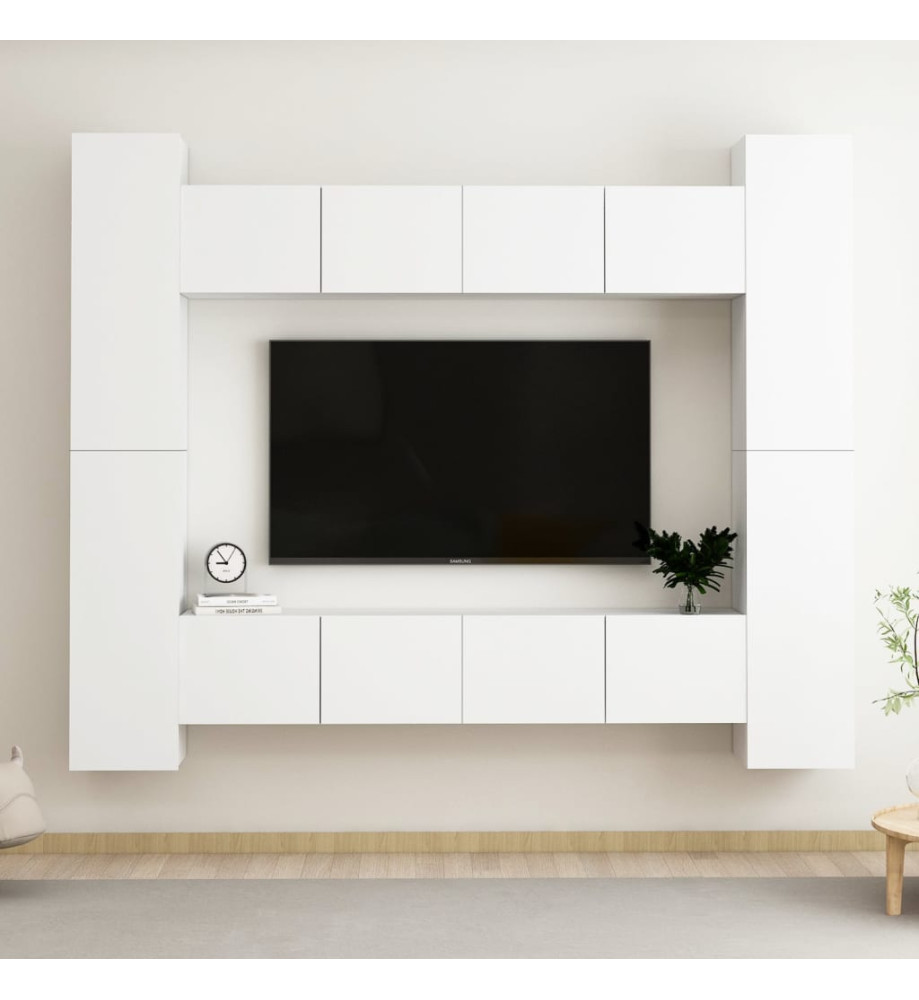 Ensemble de meubles TV 8 pcs Blanc Aggloméré