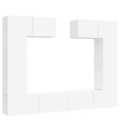 Ensemble de meubles TV 6 pcs Blanc Bois d'ingénierie