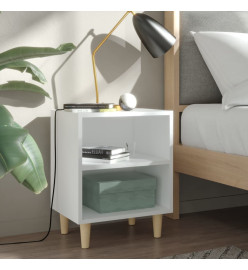 Tables de chevet avec pieds en bois 2 pcs Blanc 40x30x50 cm