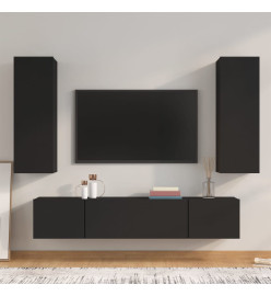 Ensemble de meubles TV 4 pcs Noir Bois d'ingénierie