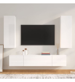 Ensemble de meubles TV 4 pcs Blanc brillant Bois d'ingénierie