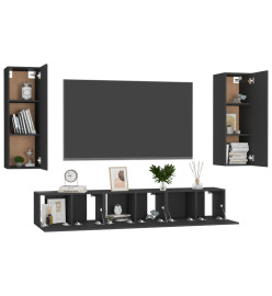 Ensemble de meubles TV 5 pcs Noir Aggloméré