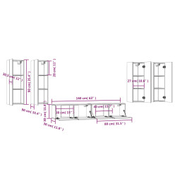 Ensemble de meubles TV 6 pcs Gris béton Bois d'ingénierie