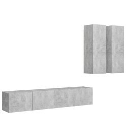 Ensemble de meubles TV 4 pcs Gris béton Aggloméré