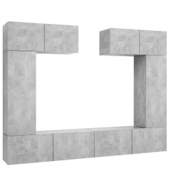 Ensemble de meuble TV 6 pcs Gris béton Aggloméré