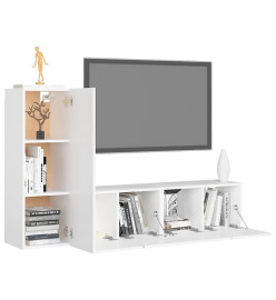 Ensemble de meuble TV 3 pcs Blanc Aggloméré