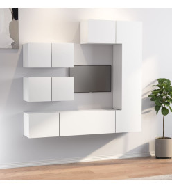 Ensemble de meubles TV 6 pcs Blanc Bois d'ingénierie