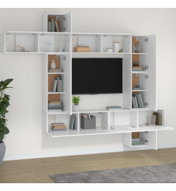 Ensemble de meubles TV 9 pcs Blanc Bois d'ingénierie