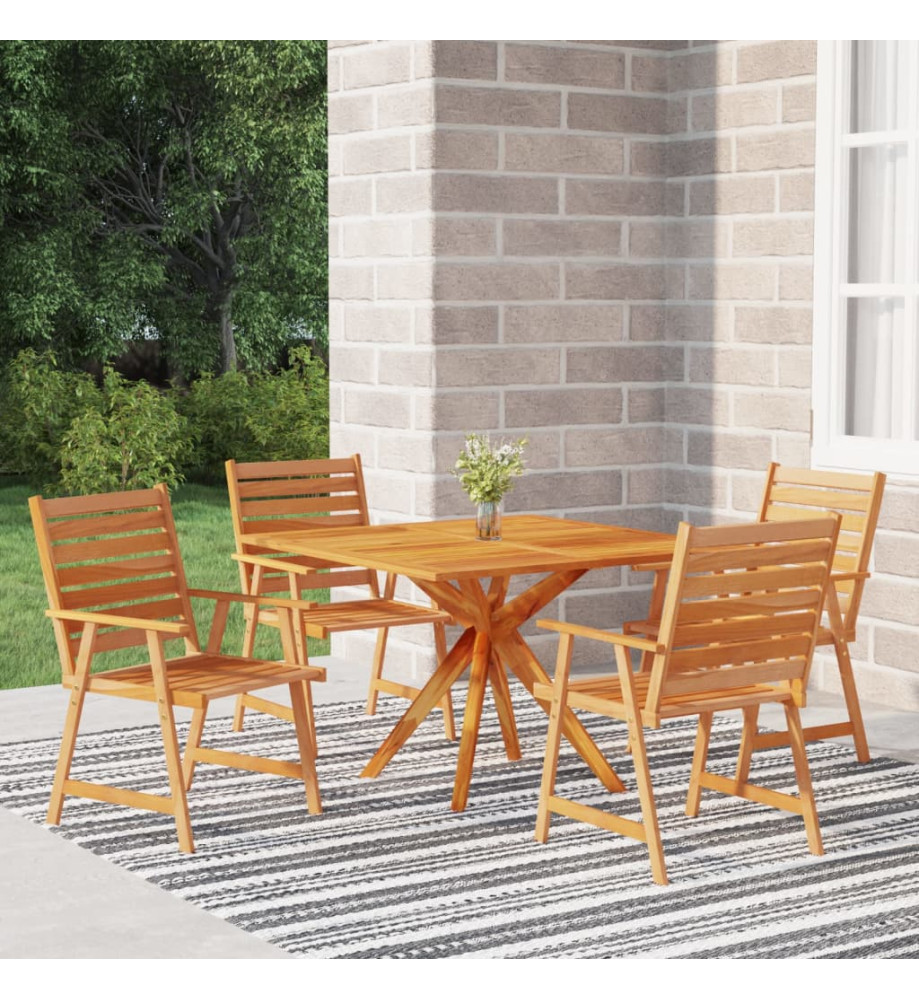 Ensemble de salle à manger de jardin 5 pcs Bois d'acacia solide