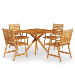 Ensemble de salle à manger de jardin 5 pcs Bois d'acacia solide