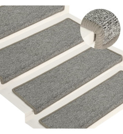 Tapis d'escalier 15 pcs 65x21x4 cm Blanc et gris