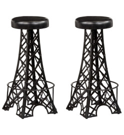 Tabourets de bar lot de 2 cuir véritable