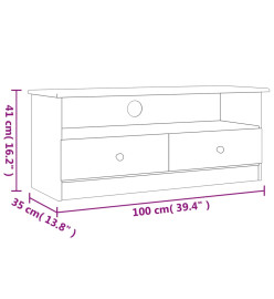 Meuble TV avec tiroirs ALTA 100x35x41 cm bois massif de pin