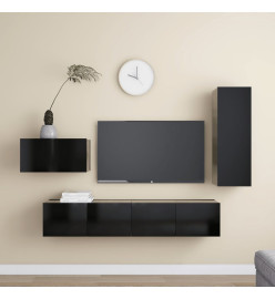 Ensemble de meuble TV 4 pcs Noir Aggloméré