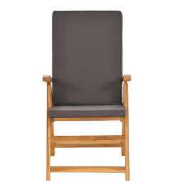 Salon de jardin 7 pcs avec coussins Bois de teck massif Gris