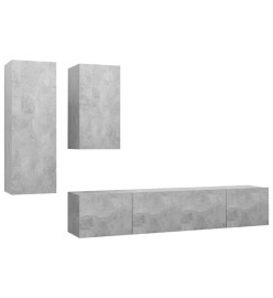 Ensemble de meuble TV 4 pcs Gris béton Aggloméré