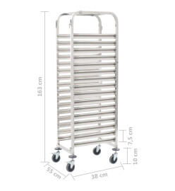 Chariot de cuisine pour 16 plateaux 38x55x163 cm Inox