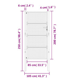 Portail de jardin anthracite 105x250 cm acier