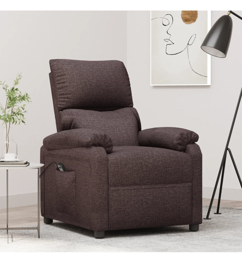 Fauteuil inclinable électrique Marron foncé Tissu