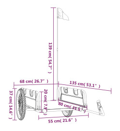 Remorque de vélo cargo gris tissu oxford et fer