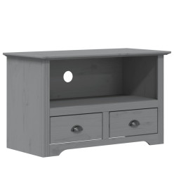 Meuble TV avec 2 tiroirs BODO gris 91x43x56cm bois massif pin