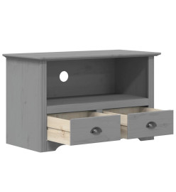 Meuble TV avec 2 tiroirs BODO gris 91x43x56cm bois massif pin