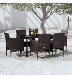 Mobilier de salle à manger de jardin avec coussins 7 pcs Noir