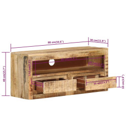 Meuble TV 88x30x40 cm Bois massif de manguier