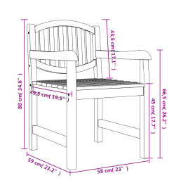 Chaises de jardin lot de 6 58x59x88 cm bois massif de teck