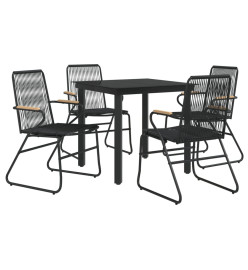 Mobilier à dîner de jardin 5 pcs Noir Rotin PVC