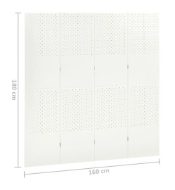 Cloisons de séparation 4 panneaux 2 pcs Blanc 160x180 cm Acier