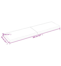 Comptoir de salle de bain 200x50x6 cm bois massif non traité