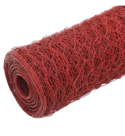 Grillage Acier avec revêtement en PVC 25x0,75 m Rouge