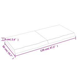 Étagère murale gris foncé 120x50x6 cm bois chêne massif traité