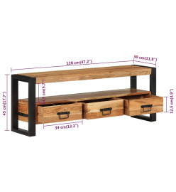 Meuble TV 120x30x45 cm bois d'acacia massif