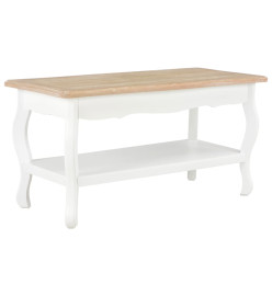 Table basse Blanc et marron 87,5x42x44 cm Bois de pin massif