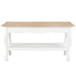 Table basse Blanc et marron 87,5x42x44 cm Bois de pin massif