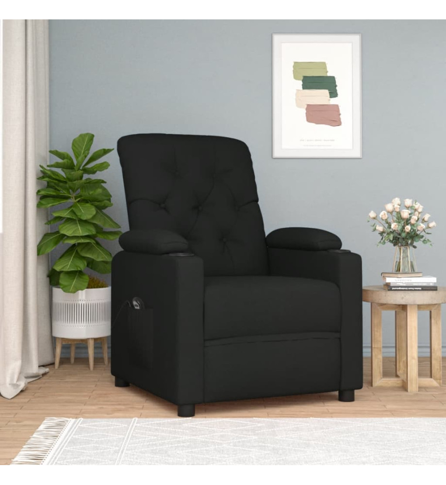 Fauteuil inclinable électrique Noir Tissu