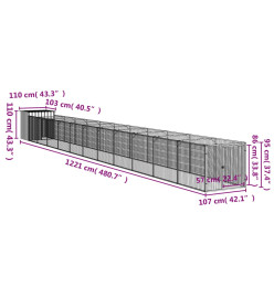 Niche pour chien avec cour gris clair 110x1221x110 cm